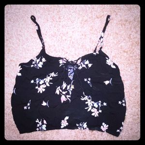 Floral cropped spaghetti trap top.
